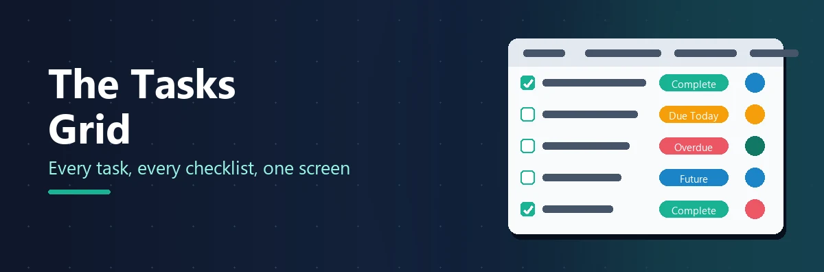 The Tasks Grid: Every Task, Every Checklist, One Screen